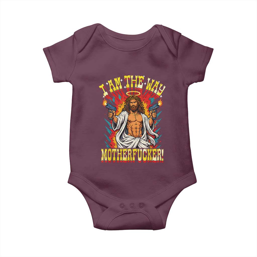 Funny Jesus LitRPG I Am The Way Motherfucker Baby Onesie TS11 Maroon Print Your Wear