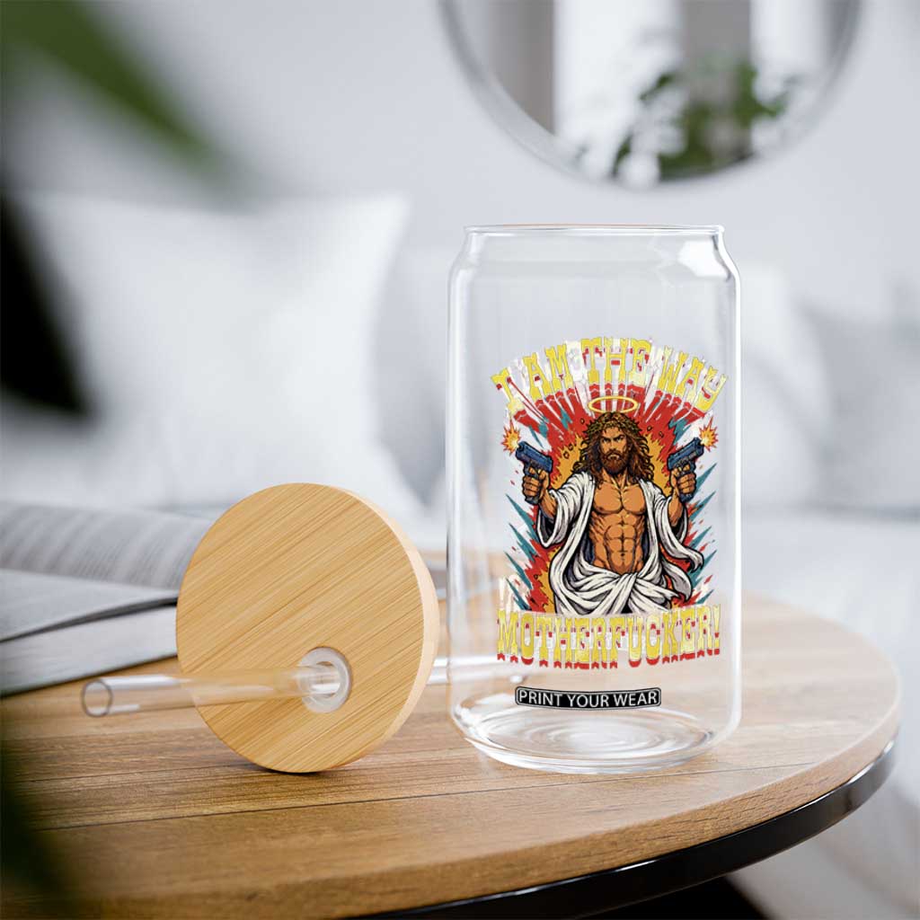 Funny Jesus LitRPG I Am The Way Motherfucker Glass Can TS11 Print Your Wear