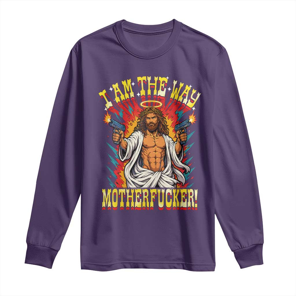 Funny Jesus LitRPG I Am The Way Motherfucker Long Sleeve Shirt TS11 Purple Print Your Wear