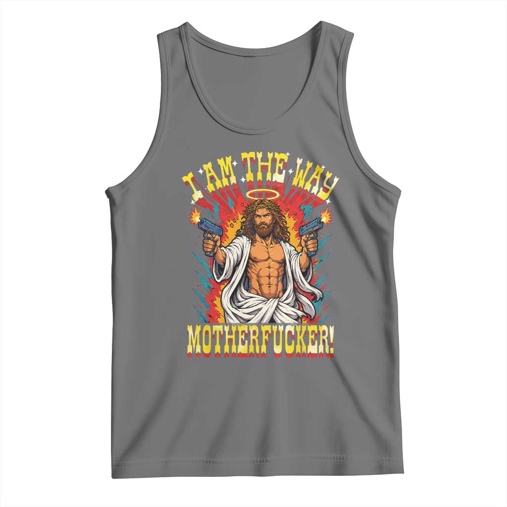 Funny Jesus LitRPG I Am The Way Motherfucker Tank Top TS11 Black Heather Print Your Wear