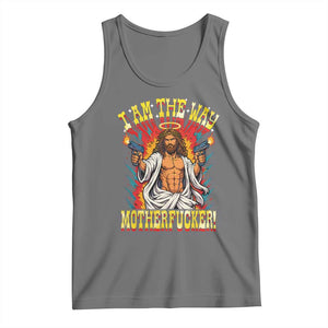 Funny Jesus LitRPG I Am The Way Motherfucker Tank Top TS11 Black Heather Print Your Wear