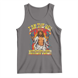 Funny Jesus LitRPG I Am The Way Motherfucker Tank Top TS11 Deep Heather Print Your Wear