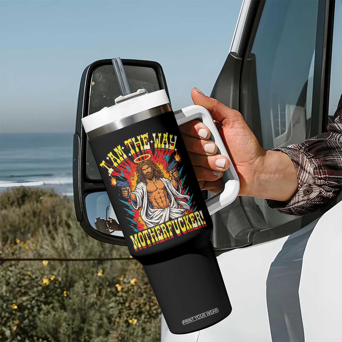 Funny Jesus LitRPG I Am The Way Motherfucker Tumbler With Handle TS11 Print Your Wear