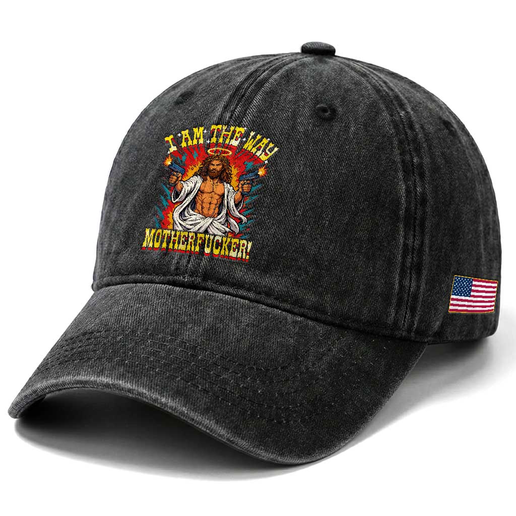 Funny Jesus LitRPG I Am The Way Motherfucker Washed Cotton Baseball Cap TS11 Print Your Wear