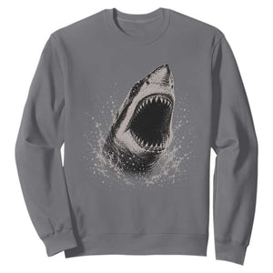 Vintage Great White Shark Jaw Graphic Sweatshirt Marine Life Gifts TS11 Charcoal Print Your Wear