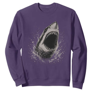 Vintage Great White Shark Jaw Graphic Sweatshirt Marine Life Gifts TS11 Purple Print Your Wear