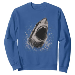 Vintage Great White Shark Jaw Graphic Sweatshirt Marine Life Gifts TS11 Royal Blue Print Your Wear