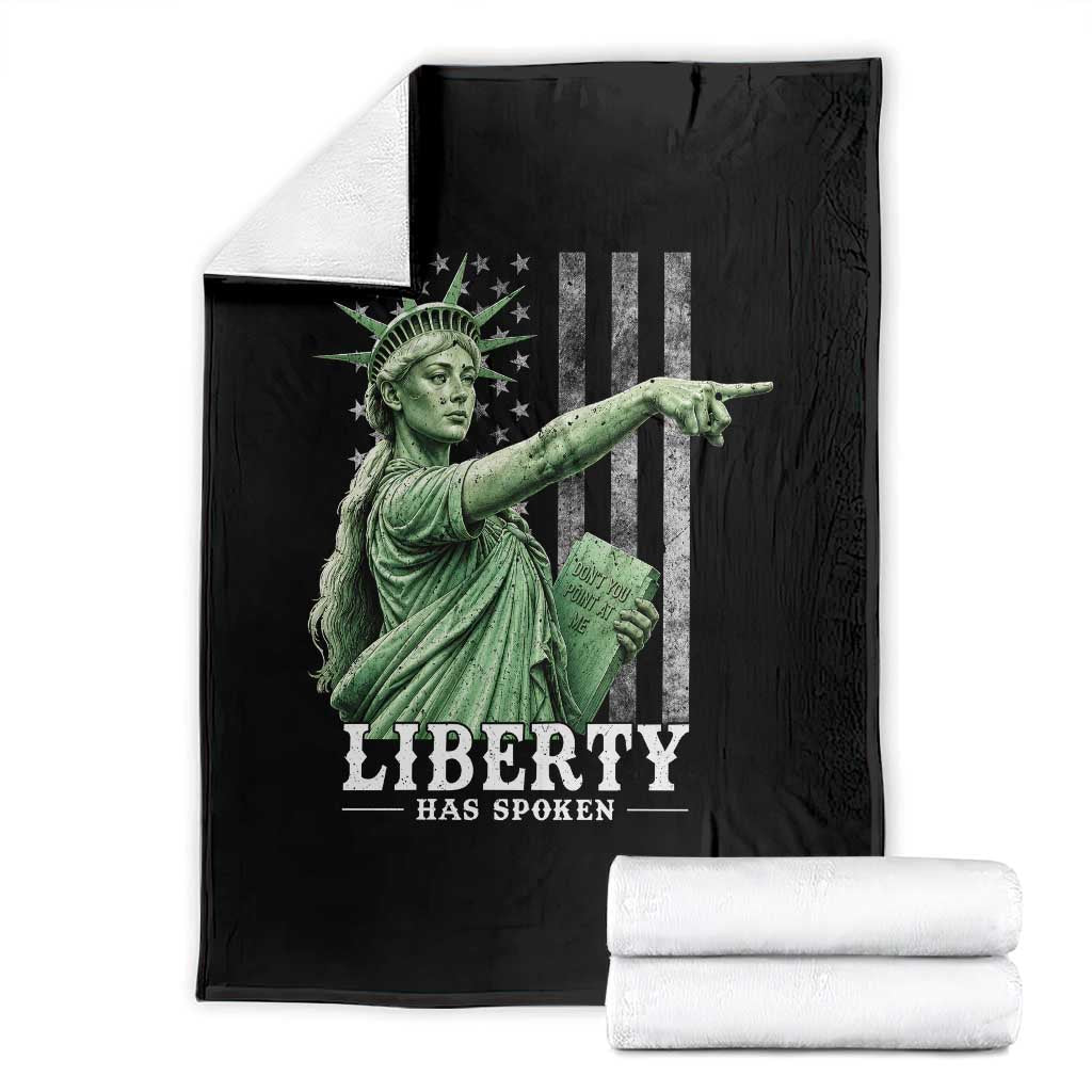 Liberty Has Spoken Throw Blanket Funny Basketball Statue of Liberty Pointing Meme TS11 Black Print Your Wear