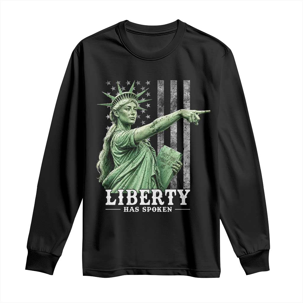 Liberty Has Spoken Long Sleeve Shirt Funny Basketball Statue of Liberty Pointing Meme TS11 Black Print Your Wear