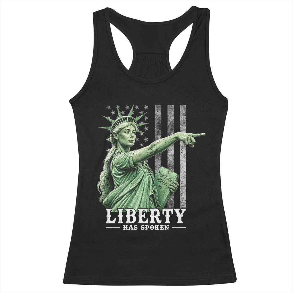 Liberty Has Spoken Racerback Tank Top Funny Basketball Statue of Liberty Pointing Meme TS11 Black Print Your Wear