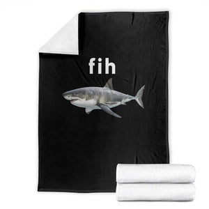 Funny Fih Shark Misspelled Fish Meme Throw Blanket Great White Shark Lover TS11 Black Print Your Wear