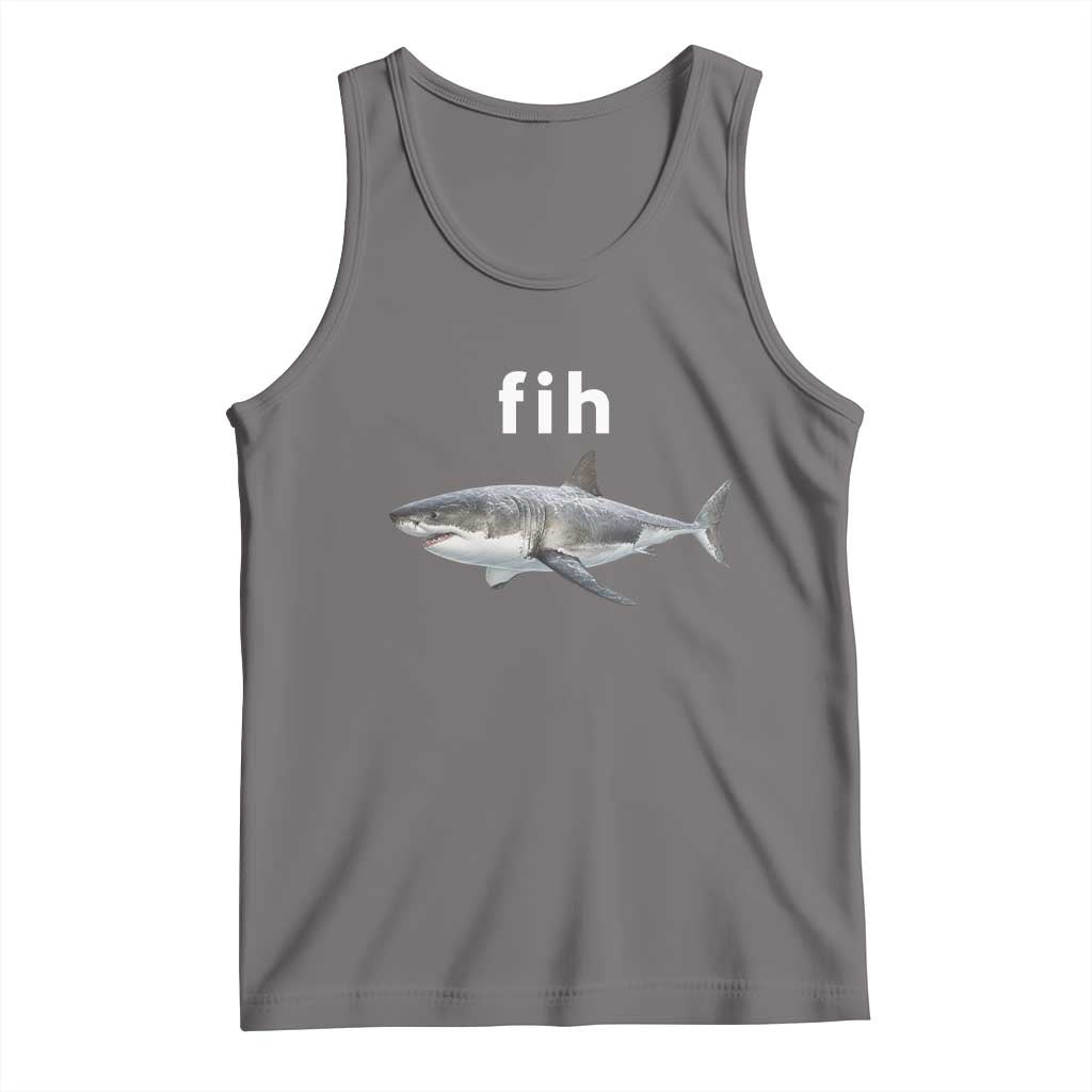 Funny Fih Shark Misspelled Fish Meme Tank Top Great White Shark Lover TS11 Deep Heather Print Your Wear