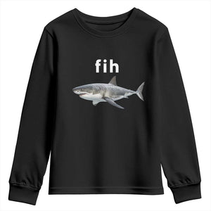 Funny Fih Shark Misspelled Fish Meme Youth Sweatshirt Great White Shark Lover TS11 Black Print Your Wear