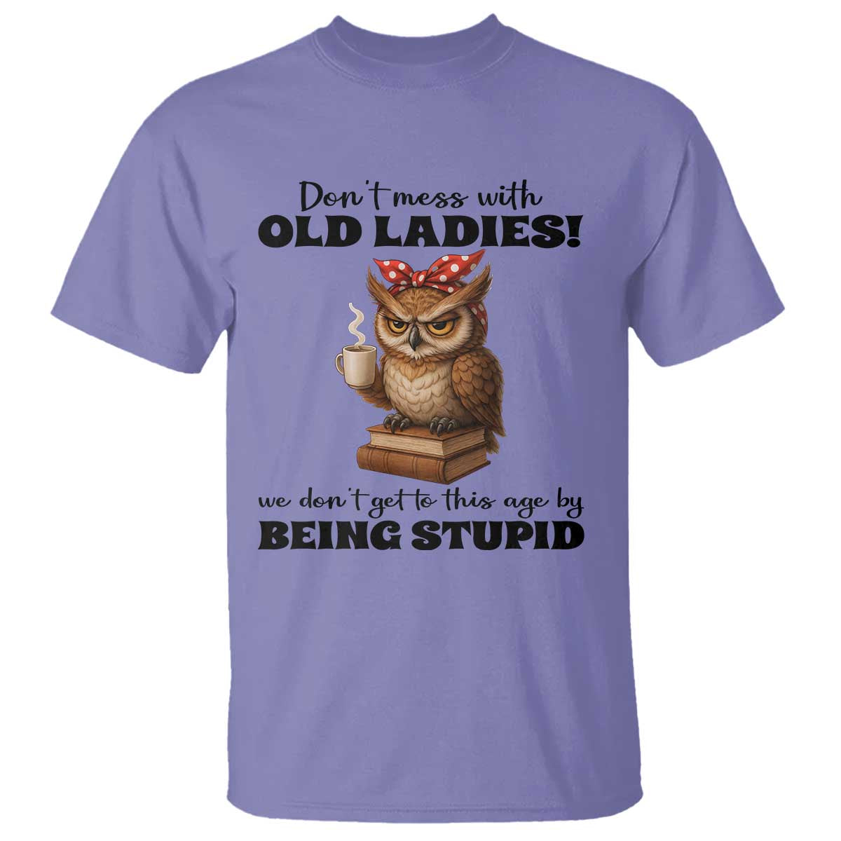 Dont Mess With Old Ladies We Dont Get To This Age By Being Stupid T Shirt Cute Owl TS11 Violet Print Your Wear