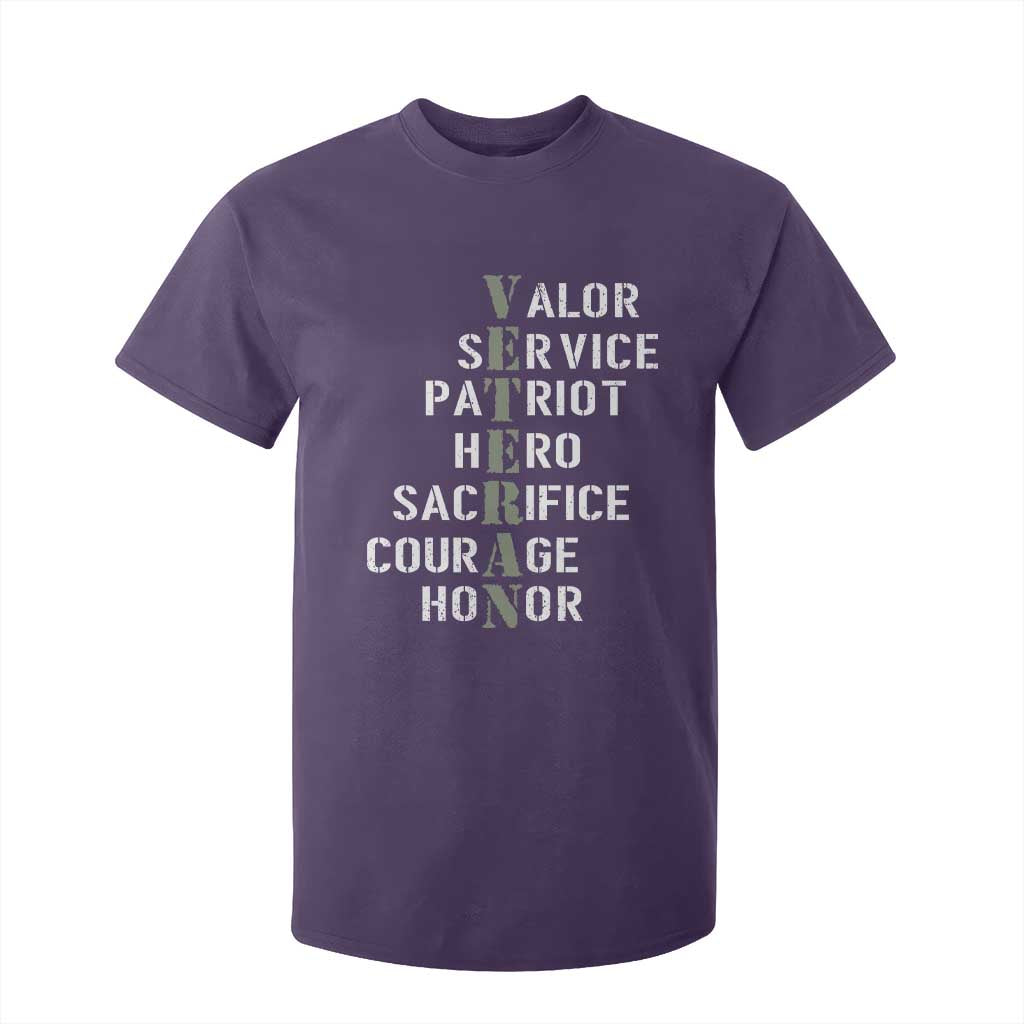 Veterans Valor Service Patriot Hero Sacrifice Courage Honor T Shirt For Kid TS11 Purple Print Your Wear