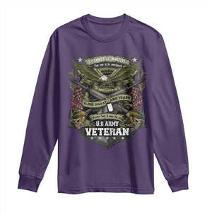 US Military Army Veteran Long Sleeve Shirt It Cannot Be Inherited Nor Can It Be Purchased I Have Earned It TS11 Purple Print Your Wear