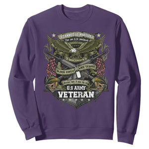 US Military Army Veteran Sweatshirt It Cannot Be Inherited Nor Can It Be Purchased I Have Earned It TS11 Purple Print Your Wear