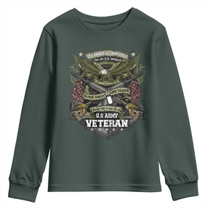 US Military Army Veteran Youth Sweatshirt It Cannot Be Inherited Nor Can It Be Purchased I Have Earned It TS11 Dark Forest Green Print Your Wear