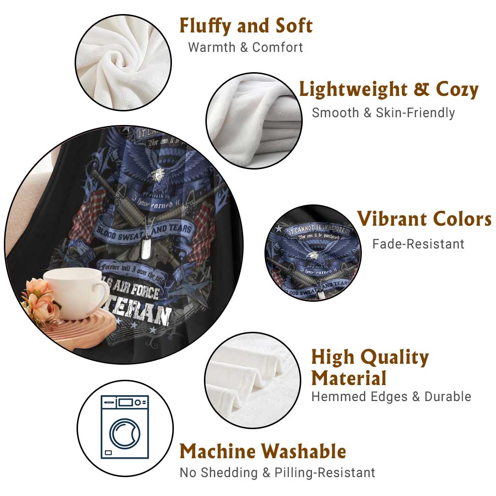 US Military Air Force Veteran Throw Blanket It Cannot Be Inherited Nor Can It Be Purchased I Have Earned It TS11 Print Your Wear