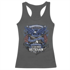 US Military Air Force Veteran Racerback Tank Top It Cannot Be Inherited Nor Can It Be Purchased I Have Earned It TS11 Dark Heather Print Your Wear