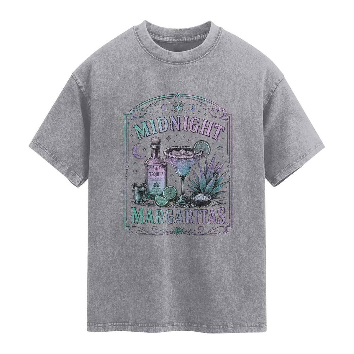 Midnight Margaritas Halloween Witch Cocktail Lover Washed Cotton T-Shirt