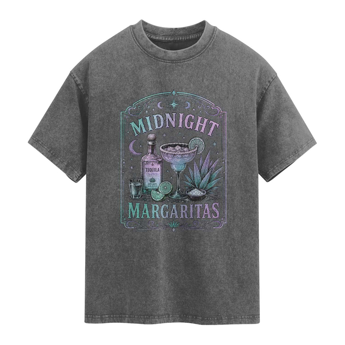Midnight Margaritas Halloween Witch Cocktail Lover Washed Cotton T-Shirt