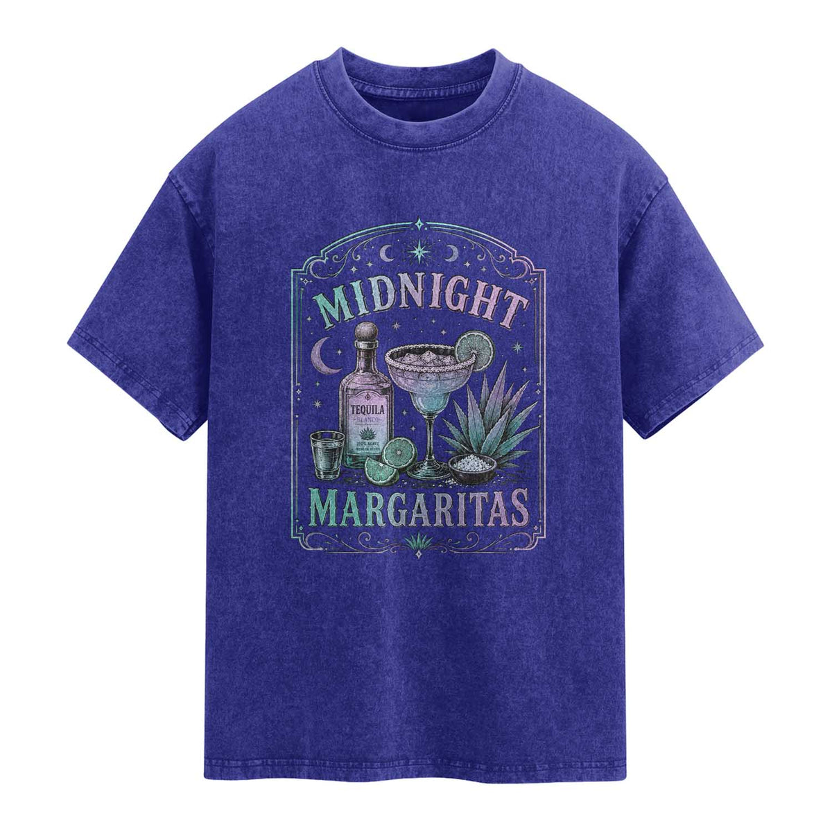Midnight Margaritas Halloween Witch Cocktail Lover Washed Cotton T-Shirt
