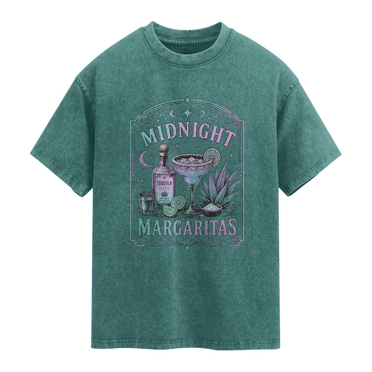 Midnight Margaritas Halloween Witch Cocktail Lover Washed Cotton T-Shirt