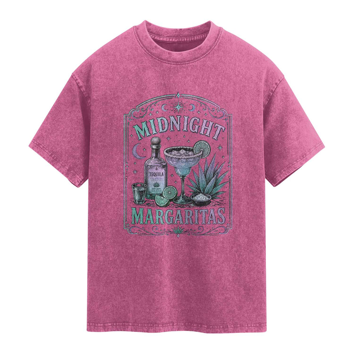 Midnight Margaritas Halloween Witch Cocktail Lover Washed Cotton T-Shirt