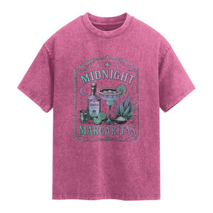 Midnight Margaritas Halloween Witch Cocktail Lover Washed Cotton T-Shirt