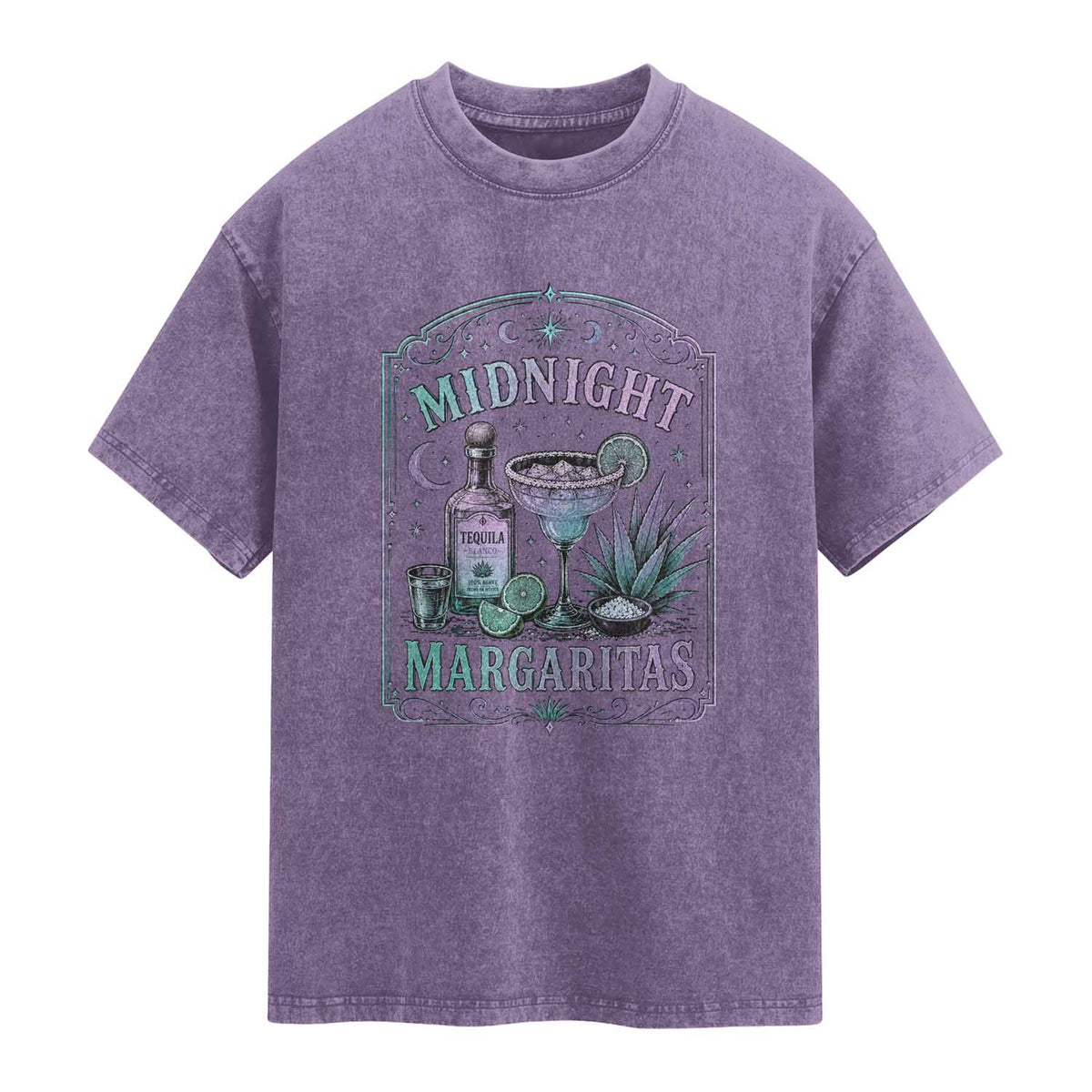 Midnight Margaritas Halloween Witch Cocktail Lover Washed Cotton T-Shirt