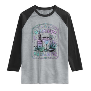 Midnight Margaritas Halloween Witch Cocktail Lover Raglan Shirt TS11 Heather Gray Black Print Your Wear