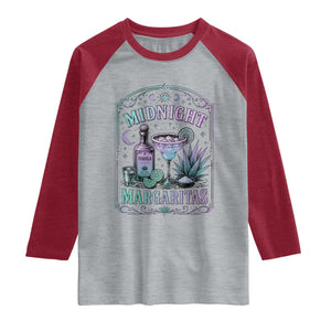 Midnight Margaritas Halloween Witch Cocktail Lover Raglan Shirt TS11 Heather Gray Heather Red Print Your Wear
