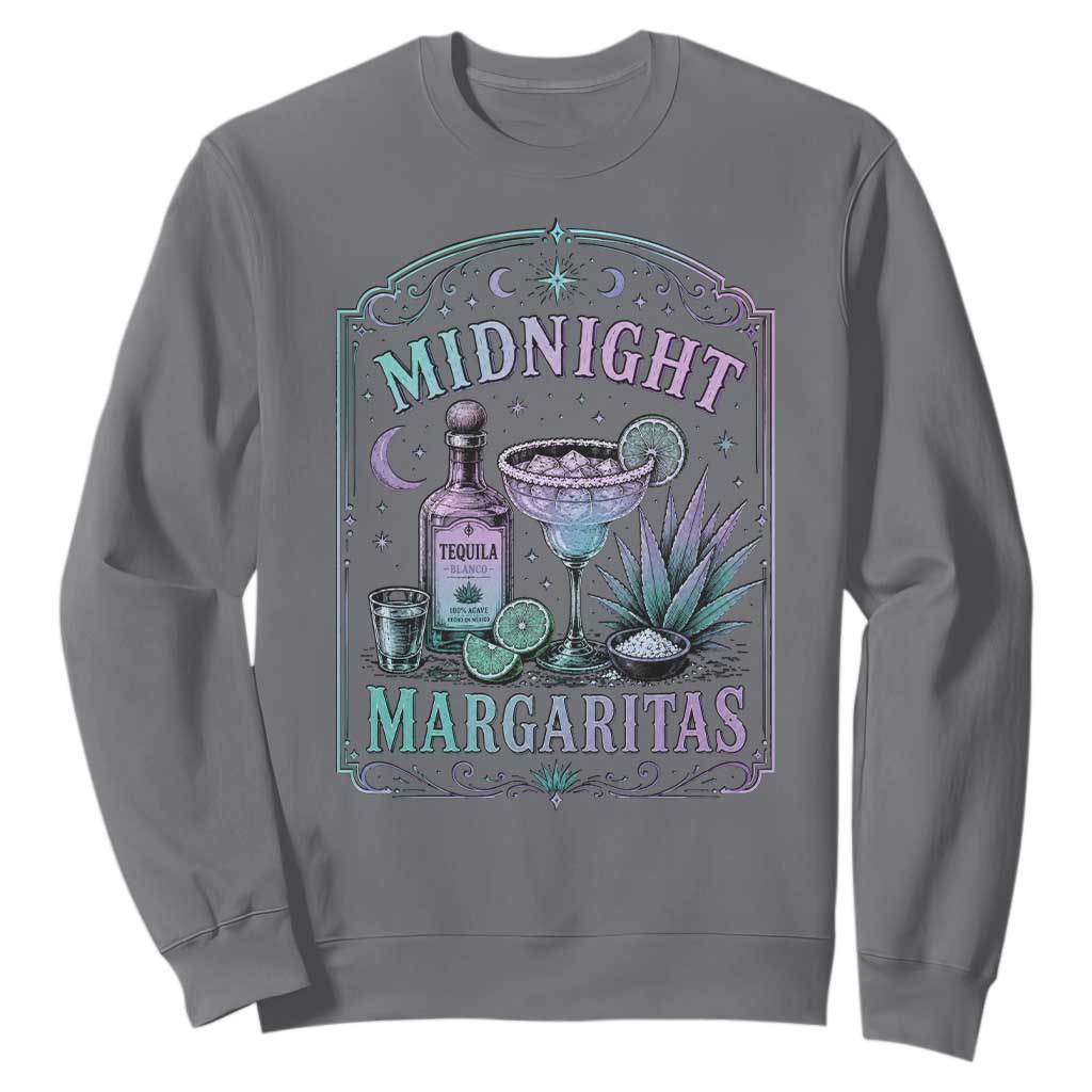 Midnight Margaritas Halloween Witch Cocktail Lover Sweatshirt TS11 Charcoal Print Your Wear