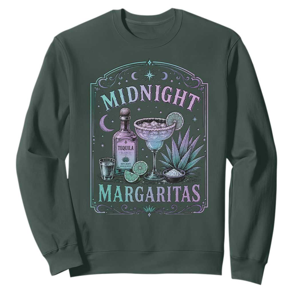 Midnight Margaritas Halloween Witch Cocktail Lover Sweatshirt TS11 Dark Forest Green Print Your Wear