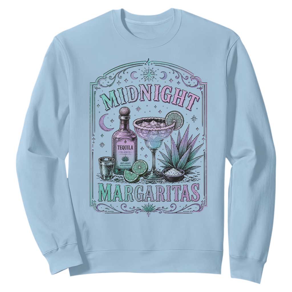 Midnight Margaritas Halloween Witch Cocktail Lover Sweatshirt TS11 Light Blue Print Your Wear