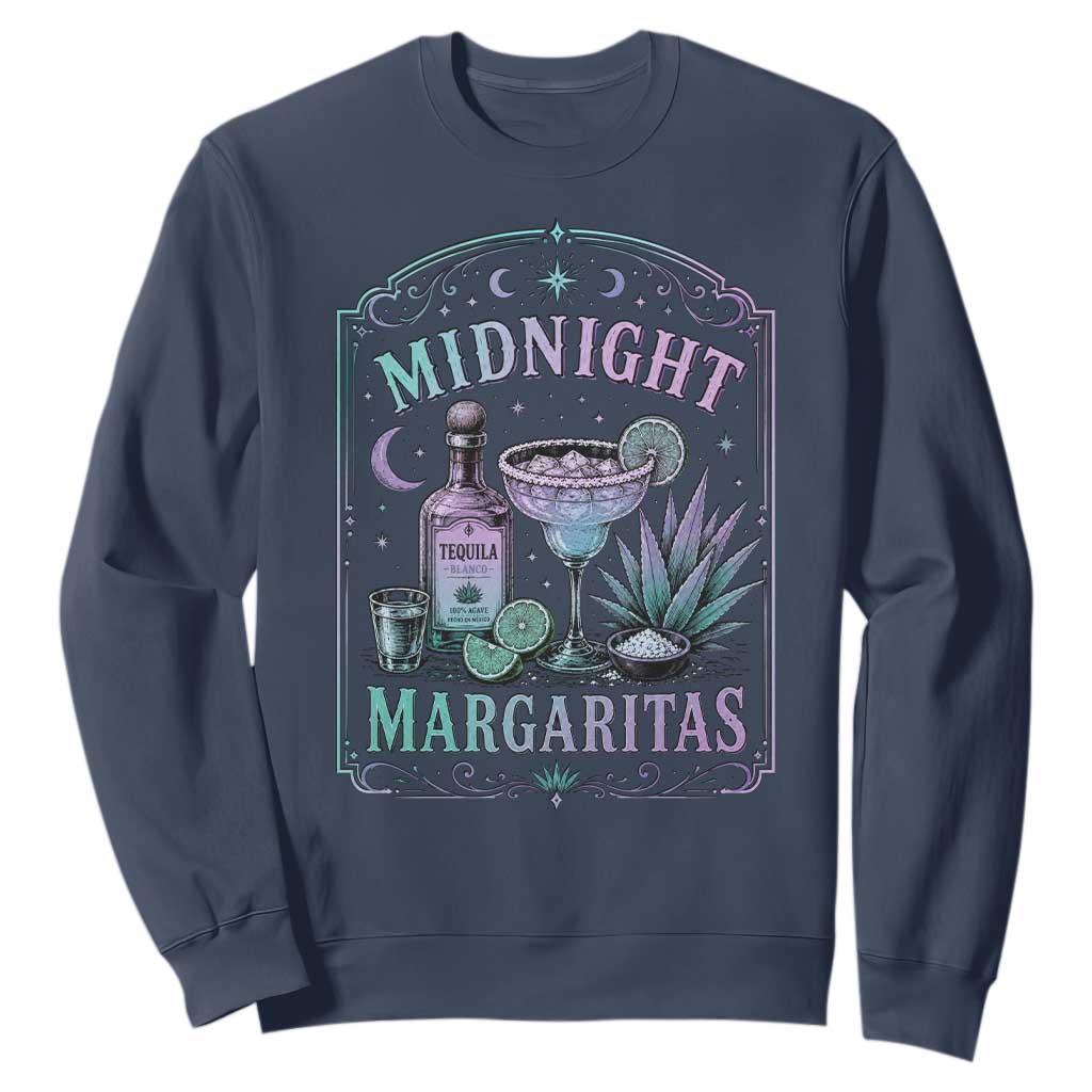 Midnight Margaritas Halloween Witch Cocktail Lover Sweatshirt TS11 Navy Print Your Wear