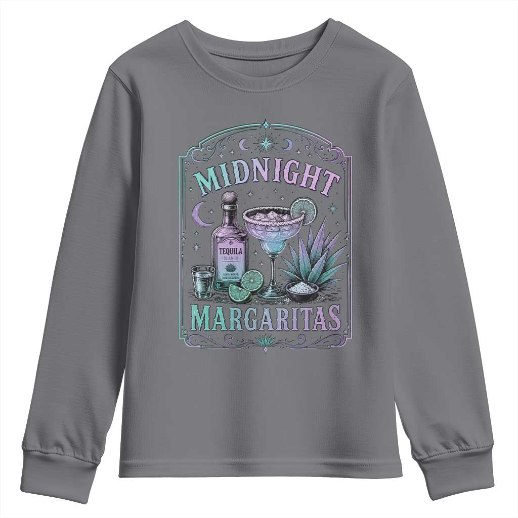 Midnight Margaritas Halloween Witch Cocktail Lover Youth Sweatshirt TS11 Charcoal Print Your Wear