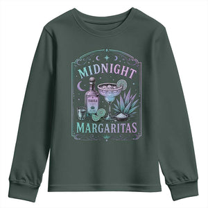 Midnight Margaritas Halloween Witch Cocktail Lover Youth Sweatshirt TS11 Dark Forest Green Print Your Wear