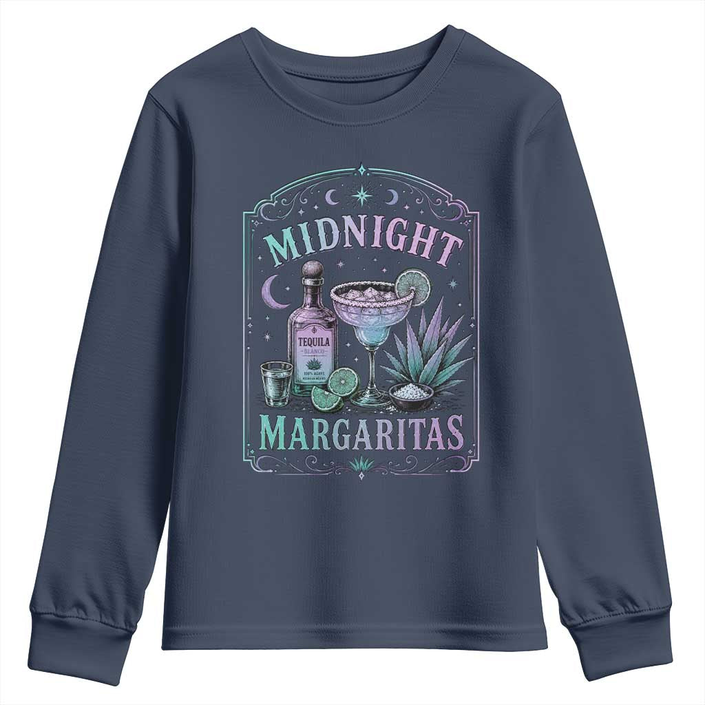 Midnight Margaritas Halloween Witch Cocktail Lover Youth Sweatshirt TS11 Navy Print Your Wear