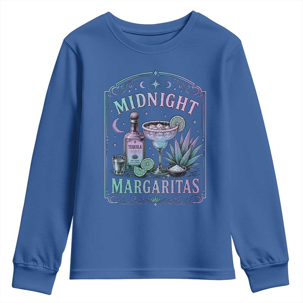 Midnight Margaritas Halloween Witch Cocktail Lover Youth Sweatshirt TS11 Royal Blue Print Your Wear