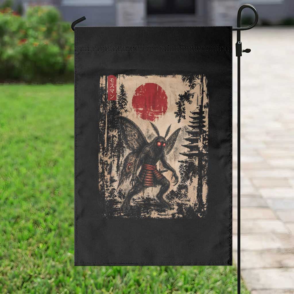Samurai Mothman Japanese Vintage Graphic Ukiyo e Art Garden Flag Funny Cryptids