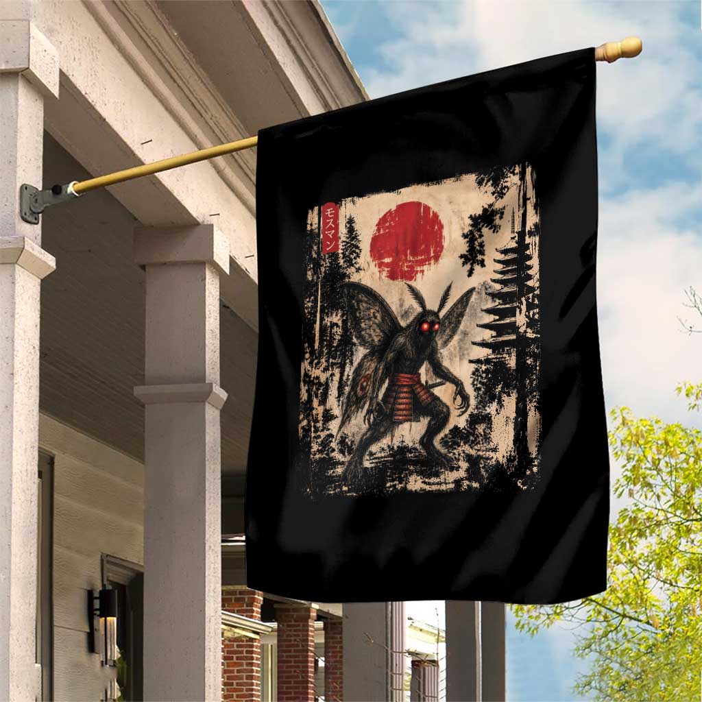 Samurai Mothman Japanese Vintage Graphic Ukiyo e Art Garden Flag Funny Cryptids