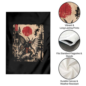 Samurai Mothman Japanese Vintage Graphic Ukiyo e Art Garden Flag Funny Cryptids