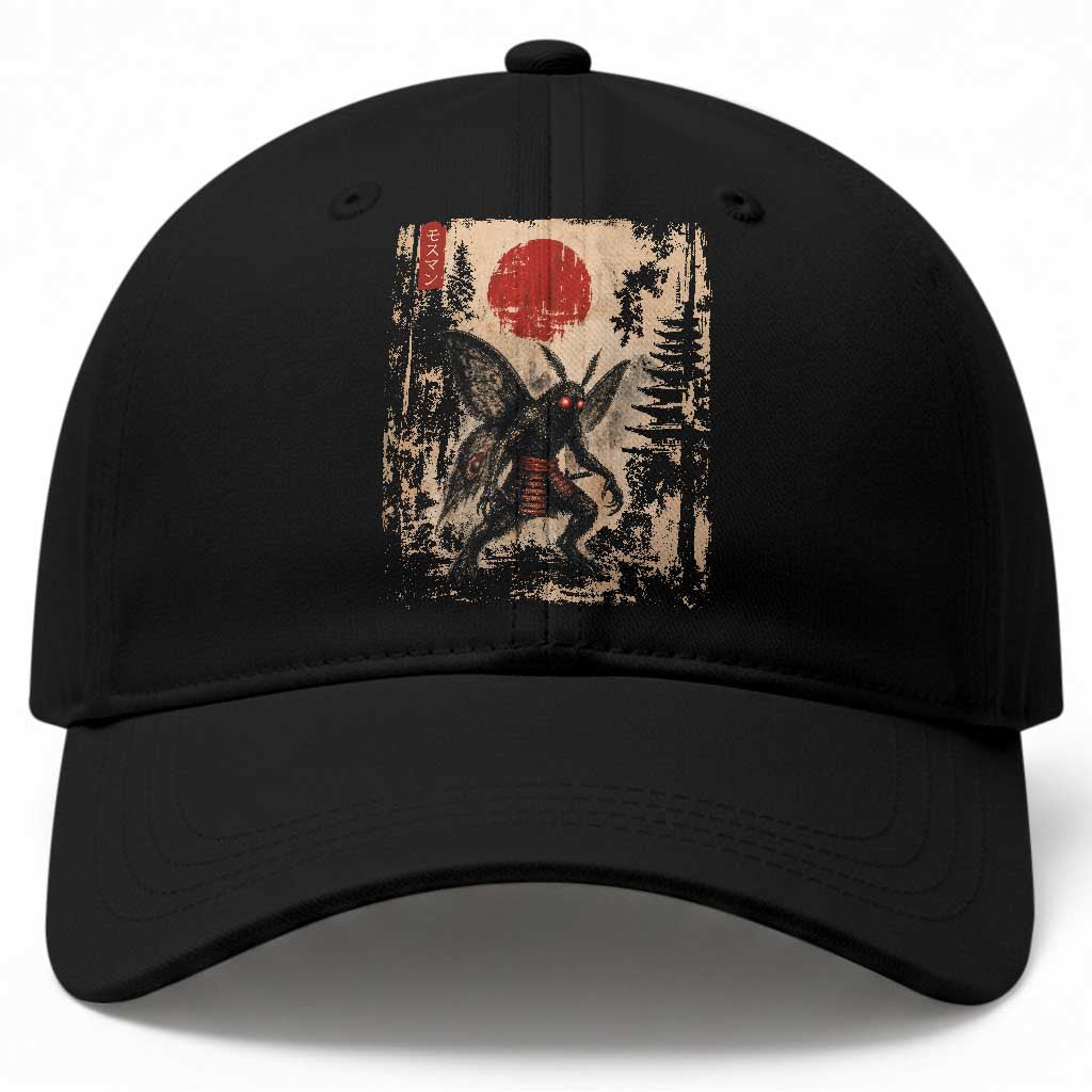 Samurai Mothman Japanese Vintage Graphic Ukiyo e Art Baseball Cap Funny Cryptids