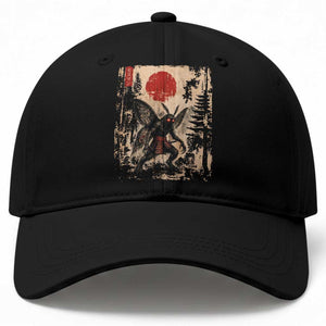 Samurai Mothman Japanese Vintage Graphic Ukiyo e Art Baseball Cap Funny Cryptids