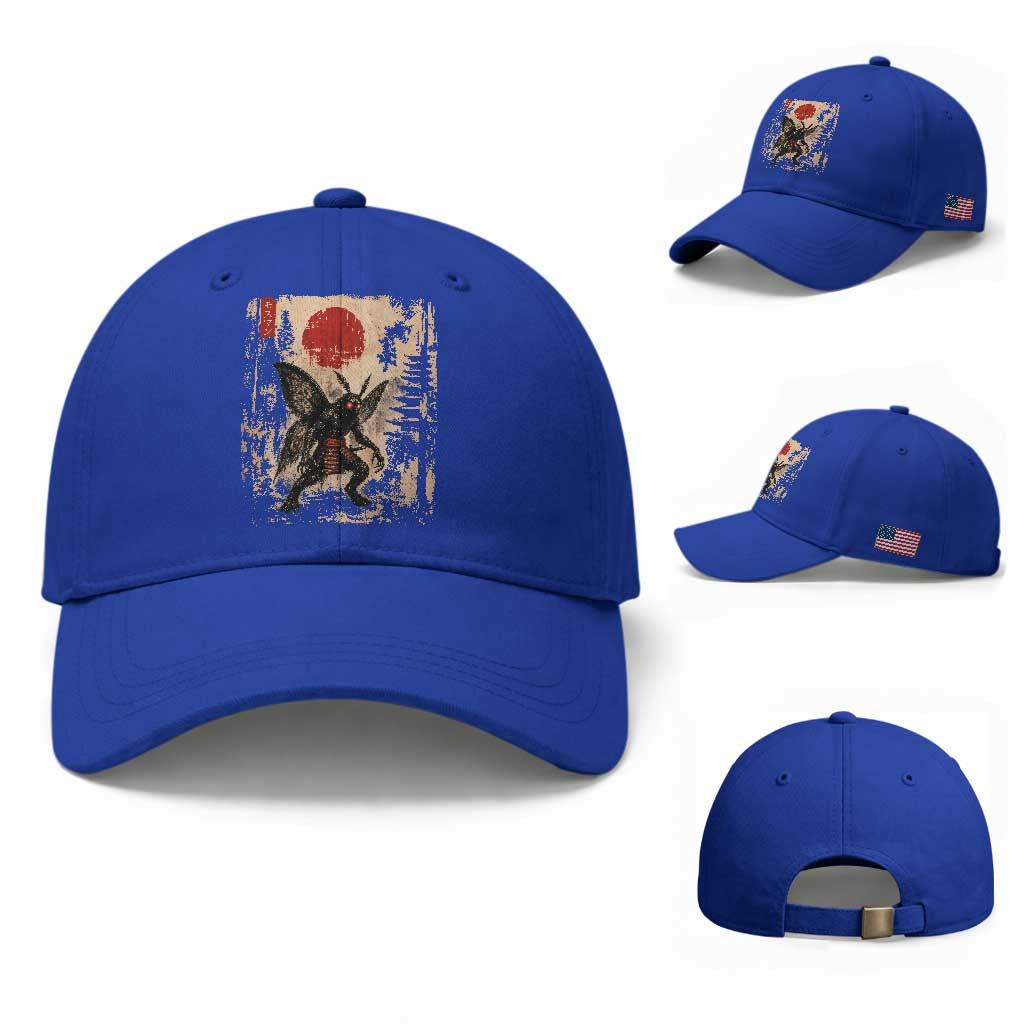 Samurai Mothman Japanese Vintage Graphic Ukiyo e Art Baseball Cap Funny Cryptids