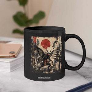 Samurai Mothman Japanese Vintage Graphic Ukiyo e Art Coffee Mug Funny Cryptids