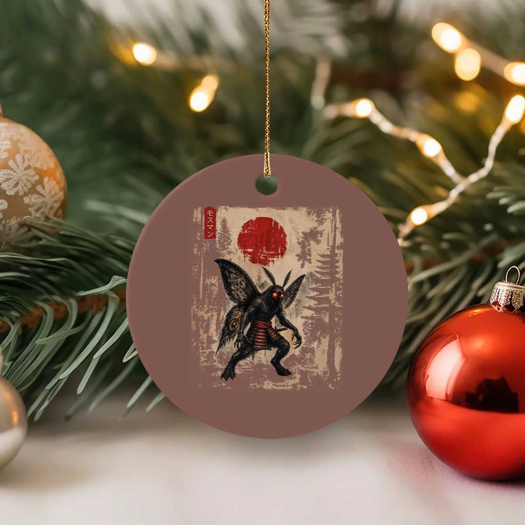 Samurai Mothman Japanese Vintage Graphic Ukiyo e Art Ceramic Ornament Funny Cryptids