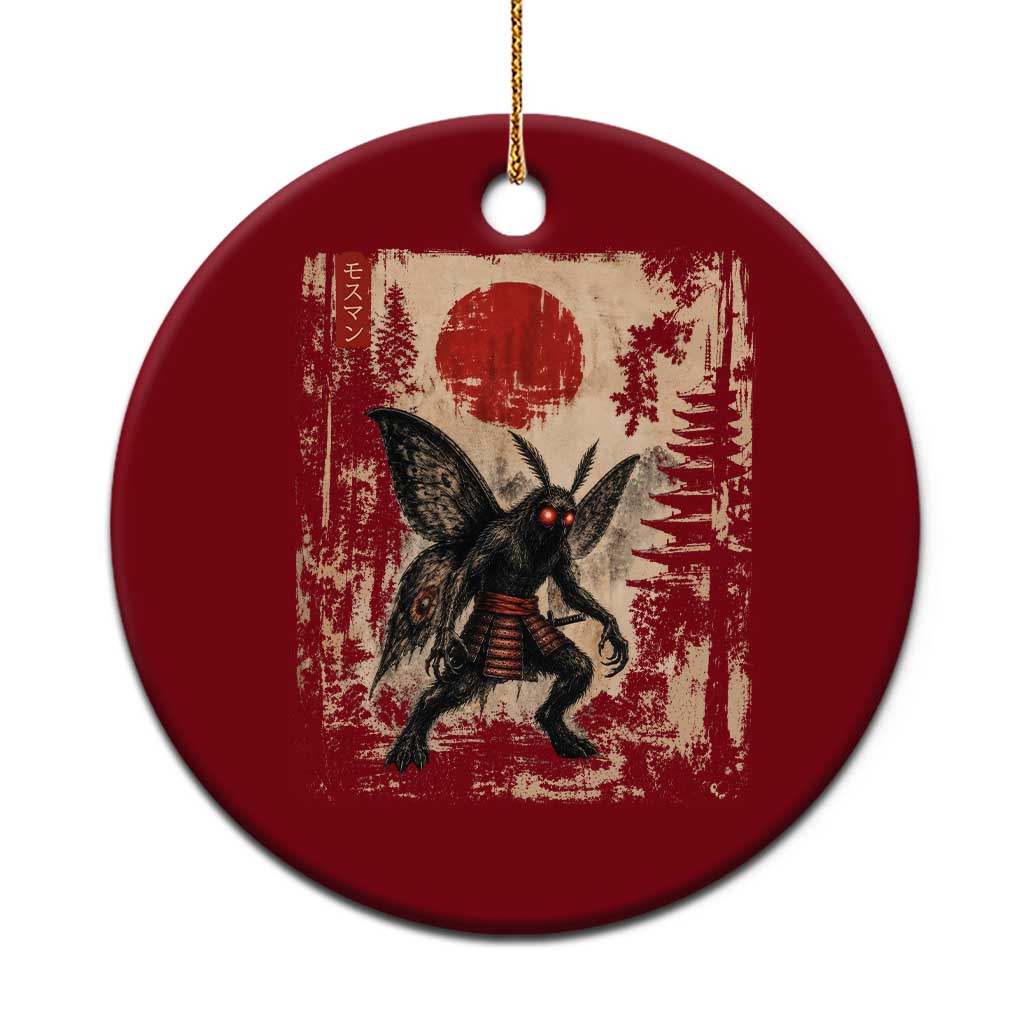 Samurai Mothman Japanese Vintage Graphic Ukiyo e Art Ceramic Ornament Funny Cryptids
